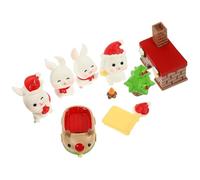 Yardwe 10pcs Mini Rabbit Figurine Resin Xmas Ornament for Bonsai Pots | Festive Tabletop Accent, Lightweight Small Decor, Lovely Realistic Look, Gift Bag Filler for Dining Room Random Style
