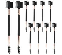 Yardwe 10Pcs Pet Eye Cleaning Brush Set with Wooden Handle, Dog Lash Brow Comb and Puppy Grooming Comb for Small Dogs and Cats, Black Gold Pet Hair Removal and Tear Stain Grooming Tool