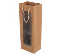 Yardwe 10pcs Premium Reusable Wine Bottle Tote Bags with Handles Sturdy Thick Kraft Paper Single Bottle Carrier for Weddings Holidays Party Presentation