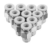 Yardwe 10pcs Push in Air Fittings 6mm Outer Diameter 1/8' Npt Thread Pneumatic Quick Connectors for Air Pipelines Compatible with 3D Printers Sturdy Nickel Plated Brass and Abs
