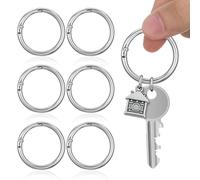 Yardwe 10pcs Silver Alloy Round Key Chain Rings with Secure Spring Gate Closure, for DIY Crafts and Handmade Time Accessories