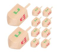Yardwe 10Pcs Wooden Spinning Tops for Handmade Educational Gyro Promotes Hand Eye Coordination Natural Wood for Home School