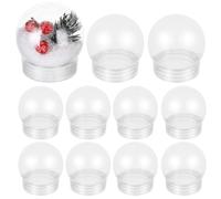 Yardwe 12 Pcs Diy Snow Globe Kit for Kids - 7cm Make Your Own Christmas Ornaments, Clear Plastic Snow Globes with Screw off Cap for Crafts Family Activities, Holiday Decor