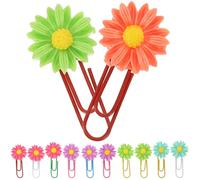 Yardwe 12 Pcs Flower Paperclips Small Decorative Bookmark Paper Clips in Aluminum Alloy with Elegant Design for Organizing Photos and Books Suitable for Christmas and Random Color