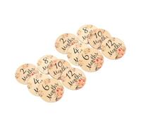 Yardwe 12 pcs Wooden Monthly Milestone Discs Double Sided Decorative Growth Markers Flower Pattern Photo Props for Capturing Special Moments for Nursery Decor
