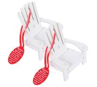 Yardwe 12 Scale Miniature Dollhouse Wooden Beach Chairs Set White Vintage Style and Christmas Tags, Mini Wood Furniture Accessories for Dollhouse Decoration