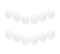 Yardwe 12pcs Delicate Plastic Simulated Bird Eggs for Doves and Pigeons, Realistic round White Fake Eggs with Long Serving Life and Resistant to Deformation, and Graffiti