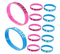 Yardwe 12pcs I Love Music Colorful Silicone Wristbands Stretch Bands for Concerts Music Festivals Party Favors Comfortable Unique Design for Hip Hop Edm Events