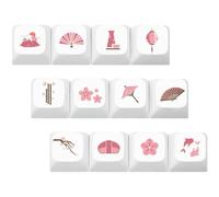 Yardwe 12pcs Mechanical Keyboard Keycap Cherry Blossom Pbt Pink 12-key Xda Profile Five-sided Sublimation Oil-resistant Ergonomic DIY Mechanical Keyboards