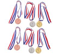 Yardwe 12pcs Metal Award Medals with Neck Ribbons for Adults Gold Silver Bronze Medals for Sports Competitions Kindergarten Events School Ceremonies Safe Smooth Edges Portable