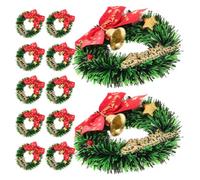 Yardwe 12pcs Mini Bow Bell Wreaths Christmas Decorations Set, Plastic and Cloth Materials, Easy to Install, Charming Design to Create Festive Atmosphere for Home Celebrations