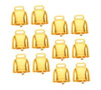 Yardwe 12pcs Mini Cow Bells Weatherproof Metal High Volume Loud Hanging Bells for Pets and Farm Animals Bright Gold Finish Small Pendants for Christmas Tree Crafts and Wind Chime Making