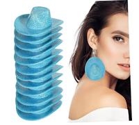 Yardwe 12PCS Mini Glitter Cowgirl Hats for Dolls Western Party Decorations Tiny Disco Caps for Wine Bottles Portable Blue Holographic Mini Cowboy Hats Versatile Cowboy Party Supplies and