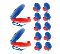 Yardwe 12pcs Orff Wooden Castanets for Boy Girl Red Blue Musical Instruments Early Learning Rhythm Creativity Hand-eye Coordination