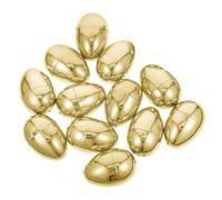 Yardwe 12pcs Refillable Golden Easter Eggs Plastic Lightweight Basket Stuffers with Hanging for Easter Tree Decor Classroom Prizes and Egg Hunt Games