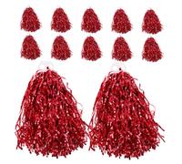 Yardwe 12pcs Reusable Cheerleading Pom Poms with Finger Rings Bright Red Lightweight Portable Props for Gymnastics Dance Sports Meetings Festival Performances