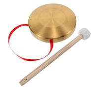 Yardwe 15cm Alloy Brass Mini Chinese Gong Set with Wooden Mallet, Handheld Percussion Instrument for Boys and Girls, Traditional Oriental Musical Drum and Decorative Brass Cymbal