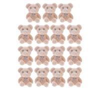 Yardwe 15pcs Mini Flocked Bears - Tiny Bear Decorations Miniature for Birthday Cake Wedding Decor Party Favor Supplies Bag Charms