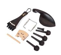 Yardwe 15pcs Violin Ebony Fittings Set with Fish-eye Design Including Tailpiece, Chinrest, Endpin, 4 Pegs, and Tail Gut - Black Orchestral String Accessory Kit for Violin Maintenance and Repair