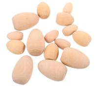 Yardwe 15pcs Wooden Craft Eggs Set with Large, Medium, Small Sizes, Hand-Painted Simulation Eggs for ’ Easter Art, Creative Play Food and Party Decorations