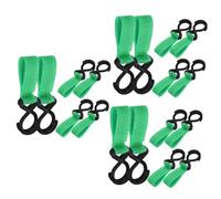 Yardwe 18 Pcs Multi Function Stroller Hooks with Nylon Tape Stroller Clip for Hanging Bags and Shopping Stable Portable Easy Installation Without Drilling Green