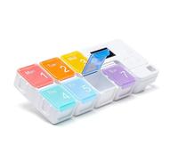 Yardwe 1pc Compartment Smart Medicine Case with Reminder Alarm Portable Rainbow Pill Organizer for Travel Large Capacity Storage Container with See-Through Lids Easy-Open Design Battery