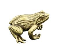 Yardwe 1pc Ornaments Retro Decor Miniture Decoration Antique Decor Brass Frog Sculpture Bronze Frog Sculpture Figurine Animal Carving Desktop Frogs Ornament Copper Crafts Meditation Decor