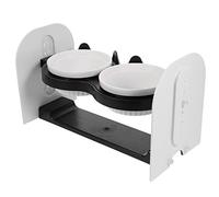 Yardwe 1set Ceramic Cat Food Bowl Double Elevated Feeding Bowls for Cats Kittens Height Non- Base Reusable Pet Supply for Food Water Easy to Clean