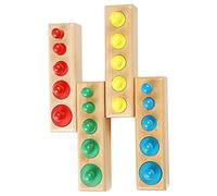 Yardwe 1Set Colored Wooden Knobbed Cylinder Blocks Educational Sensory for Developing Hand Eye Coordination and Creativity Safe Family Plaything