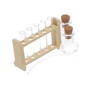 Yardwe 1Set Micro Laboratory Test Tube Rack with Test Tubes for Dollhouse Science Lab Realistic Miniature Decoration for Creative Play and Education