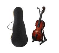 Yardwe 1Set Mini Violin Model Adornment Delicate Desktop Decor for Music Lovers Realistic Miniature Violin Photo Prop Premium Basswood Construction Idea