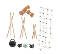 Yardwe 1Set Outdoor Fire Pit Model with Rack Cauldron for Dollhouse Decor Halloween Parties Miniature Ornaments for Creative Scenes