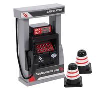 Yardwe 1Set Realistic Gas Station Model with Roadblocks DIY Assembly Dollhouse Gas Station for Interactive Play Safe Design