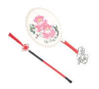 Yardwe 1set Traditional Jingxi Sheepskin Hand Drum with Drumsticks Portable Folk Dance Percussion Instrument for Adults Handmade Jingxi Waist Drum for Bands and Celebrations