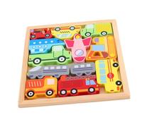 Yardwe 1Set Wooden Vehicle Shape Puzzle for Early Education Jigsaw Drawing Board Creative Stacking and Sorting Game Safe and Engaging Activity for Kindergarten