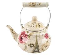 Yardwe 2.5L Pear Shaped Enamel Teapot Kettle with Large Spout Comfortable Handle for Household Water Boiling and Brewing Hot Beverages Easy to Clean