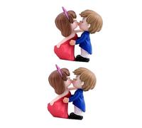 Yardwe 2 Pairs Miniature Couple Figurines Wedding Cake Decorations Chic Kiss Dolls Statues for Home Ornaments for Entryway Office Bedroom and Celebrations