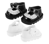 Yardwe 2 Pairs Miniature Doll Shoes Accessories for Dolls Lace Flower Design in Black and White Mini House Scene Props for Newborn Girl Dress Up and Roleplay