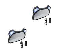 Yardwe 2 pcs Backseat Observation Mirror with USB Rechargeable LED Light Interior Rearview Mirror for Car Safety and Rear Monitoring