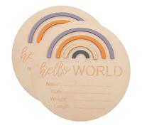 Yardwe 2 Pcs Month Card Newborn Announcement Sign Keepsake Birth Monthly Babies Name Sign Newborn Sign Nursery Sleeping Sign New Born Announcement Sign Wood Random Color