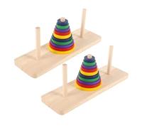 Yardwe 2 Pcs Wooden Hanoi Tower Game Colorful Brain Puzzle for Adults Creative DIY Party Smooth Surface Design for Develops Imagination and Creativity