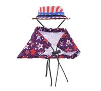 Yardwe 2-Piece Adjustable Polyester Lizard Hat and Cloak Set for Small Pets Decorative Independence Day Costume for Hamsters Lizards and Reptiles