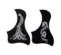 Yardwe 2 Pieces 41-inch Acoustic Guitar Pickguards with Silver Dragon and Mythical Bird Pattern, Anti-scratching Self-adhesive Protective Plates for Folk Guitar Accessories