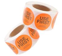 Yardwe 2 Rolls Food Labels Use First Label 3.15x1.18inch Multi-Purpose Self-Adhesive Copper Plate Sticker Safe to Use for Restaurant and Bar