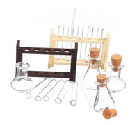 Yardwe 2 Sets Miniature Glass Test Tube Rack Set Doll House Decoration for Mini Laboratory and Home Decor Sturdy Glass and Materials for Creating Lifelike Scenes