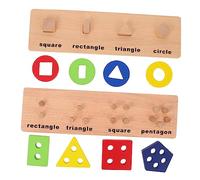 Yardwe 2 Sets Montessori Puzzle Educational Geometric Shape Matching Blocks for Creative Problem Solving and Cognitive Development Games for Boys