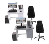 Yardwe 2 Sets Scale Mini PC Office Chair Table Keyboard Model Pretend Play Tiny Computer for Study Decor Lightweight Portable Design