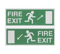 Yardwe 2 Sheet Fire Exit Sign Stickers Self Adhesive Light Green Paper Warning Labels for Passageway and Stair Safety Accident Prevention