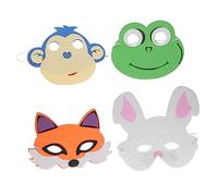 Yardwe 20 Pcs Eva Animal Masks Cartoon Half Face Cosplay Masks for Halloween Party Favor Reusable Skin Friendly Comfortable Dress Up Supplies with Fox Frog Rabbit Blue Monkey Designs