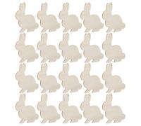 Yardwe 20pcs DIY Rabbit Wooden Pendants with Holes for Hanging, Decorative Khaki Plastic Rabbit Wood Slices for Home and Festival Hanging Decorations
